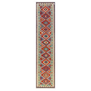 Tapis de couloir Maimana Afghanistan Kilim 379 x 80 cm - Product Image 1