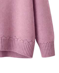 Suéter de Punto Jacquard Rosa Polvoriento Personalizado, Textura Floral, Cuello Redondo, Manga Larga, Jersey de Invierno para Mujer, Venta al Por Mayor Personalizada - Product Image 6