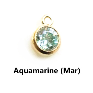 Aigue-marine lunette ronde pierre de naissance Cz breloques coupe normale 6mm pierre de naissance Cz or Vermeil argent Sterling lunette ensemble pendentifs pour elle - Product Image 2