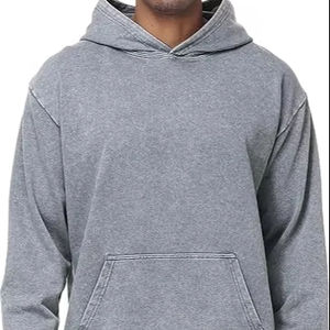 Sudadera con capucha lisa de gran tamaño para hombre, material pesado de algodón lavado para hombre, ropa de calle de lana, suéter, sudaderas con capucha de lavado ácido - Product Image 1