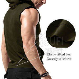 Custom Design Solid Autumn <b>Men's</b> <b>Sleeveless</b> Pullover <b>Hoodie</b>-Cotton Blend Quick Dry Breathable Lightweight High Quality Custom - Product Image 4