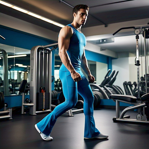 Compressie Flare Legging Mannen Workout Fitness Flare Broek Mannen Basislaag Hoge Elastische Taille Atletische Compressie Flare Legging - Product Image 5