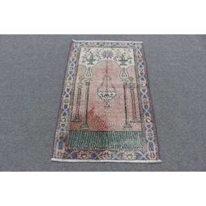 Alfombra Vintage de 2.5x4 pies, Alfombra Azul Sólida de Lana - Product Image 1