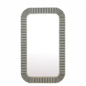 Miroir mural en incrustation d'os blanc de forme unique le plus vendu en bois pour la maison par l'artisanat en croissant - Product Image 3