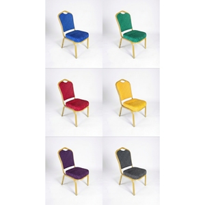 Silla de Banquete Clásica de Metal Dorado de Alta Calidad con Tapicería de Tela Apilable para Venta al por Mayor - Product Image 2