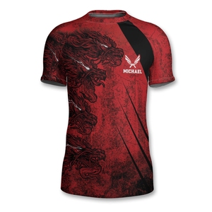 Rashguard de manga corta OEM/ODM para hombres y mujeres, estampado por sublimación, material ecológico, antirozaduras para correr y usar en el gimnasio - Product Image 2