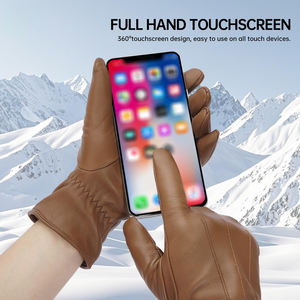 Gants en cuir véritable tendance les plus vendus en gros pour femmes Doublure chaude d'hiver avec fonction tactile pour temps froid - Product Image 5