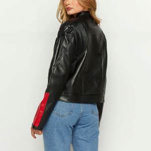 Vestes en cuir à la mode pour femmes de couleur unie et à motif solide Vestes en cuir à la mode pour femmes - Product Image 2