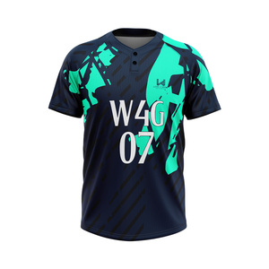 Maillot de baseball personnalisé pour homme, 2 boutons, col en V, polyester/coton, évacuation de l'humidité, respirant, séchage rapide, antibactérien, grande taille - Product Image 1