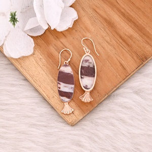 Pendientes Boho de Latón Chapado en Oro con Piedras Preciosas, Modernos Pendientes de Jaspe Malinga Hechos de Latón para Bodas y Fiestas - Product Image 6