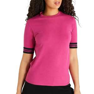 2025, último diseño, camiseta ajustada informal para mujer, Camiseta lisa de manga corta de lona de alta calidad, venta al por mayor - Product Image 3