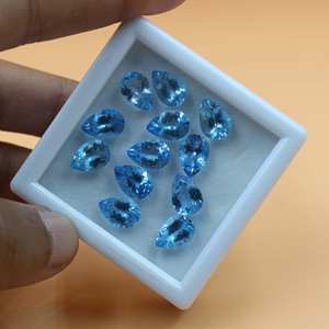 พลอยบลูโทแพซทรงลูกแพร์เจียระไน 100% จากธรรมชาติ สำหรับทำเครื่องประดับ ได้รับการรับรองจากผู้ตรวจสอบอิสระ ขายส่งจำนวนมาก - Product Image 5