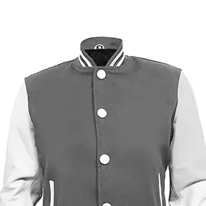 Chaqueta universitaria con letras de cuero genuino negro personalizada de alta calidad para hombres abrigo bordado con parches de chenilla a la moda - Product Image 4