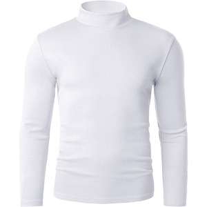Vêtements d'hiver pour hommes avec logo personnalisé chemise à col haut coupe ajustée t-shirt vierge à manches longues et col roulé uni - Product Image 2