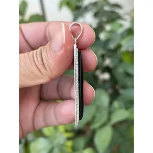 925 Silver <b>Pendant</b> with Black Onyx Bezel Setting Handmade Rose Gold Rhodium Plated Religious Style Charm with <b>Opal</b> Main Stone - Product Image 3