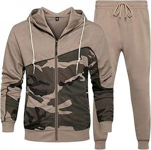 ชุดวอร์ม2ชิ้นมีฮู้ดสำหรับผู้ชายชุดวิ่งแบบลำลองลายพรางชุดออกกำลังกายผ้าฝ้าย100% ใส่สบายสำหรับฤดูหนาวขนาดพิเศษ - Product Image 1