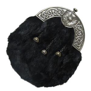 Sac de kilt en cuir de qualité supérieure avec chaîne, fabriqué en usine professionnelle, en fourrure de lapin, accessoire de costume écossais - Product Image 3