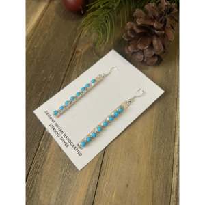 Pendientes Colgantes Rick Enriquez, Chapados en Oro, Plata de Ley, con Turquesa, Perla, Diamante, Rubí, Estrella y Flores, para Bodas - Product Image 3