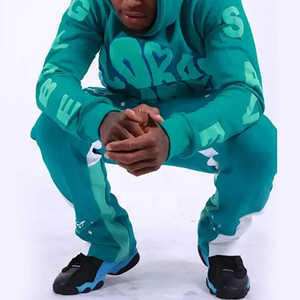 Poids lourd 100% coton Vintage survêtements survêtements hommes haute qualité XL taille à capuche pantalons de survêtement ensemble imprimé Logo hiver - Product Image 2