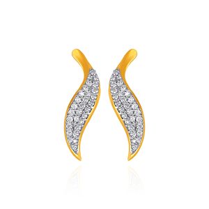 ต่างหูเพชรทรงโค้งทองคำขาว 14K หรูหรา ประดับเพชรทรงกลมเพาะเลี้ยงแบบ Pave ดีไซน์เรียบง่ายสำหรับใส่ทุกวัน - Product Image 1