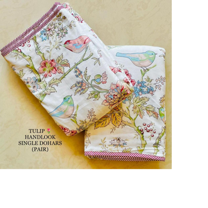 Couettes simples faites sur mesure 100%, look main tulipe, collection premium en tailles et couleurs pastel, imprimées des deux côtés en imprimé oiseau - Product Image 1