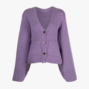 Cardigan en coton tendance pour femmes, grande taille, manches longues, décontracté, pour les sororités et les fraternités, pull en tricot avec décoration appliquée - Product Image 1