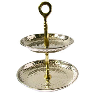 Bandejas doradas de calidad Premium, soporte de pastel real más de tendencia, soporte de pastel de lujo para exhibición de Brownie de frutas de 2 niveles para boda - Product Image 2