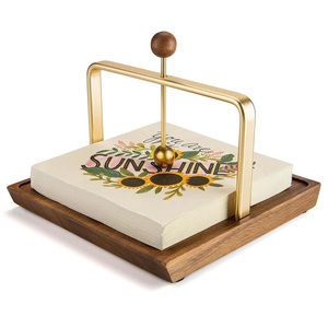 Porta Servilletas de Bar de Lujo, Base de Madera Maciza con Brazo de Presión de Metal, Agarre Seguro, Estilo Elegante para Mesa de Comedor o Bar en Casa - Product Image 1