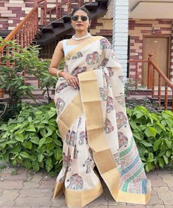 Nouveau Look vêtements ethniques imprimé lourd travail Saree avec chemisier femmes indiennes portent Sari bas prix en gros ethnique bas gamme Surat - Product Image 6