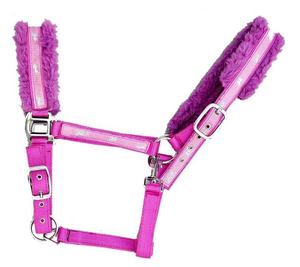 Cabestro de caballo de propileno polivinílico ligero con cinta de piel de visón y accesorio de hierro Material de nailon estilo sillín inglés acolchado - Product Image 6