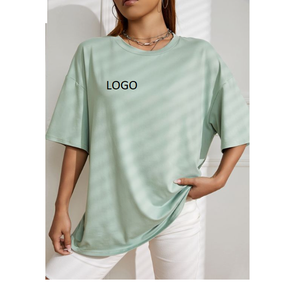 Camiseta de Verano de la Mejor Calidad para Mujer, Talla Grande, Informal, Holgada, Transpirable, con Logotipo Personalizado, 100% Algodón, Cuello Redondo, ODM - Product Image 1