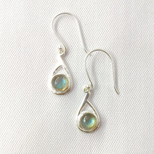 Boucles d'oreilles pendantes en labradorite de 2,1 grammes, plaqué or 18 carats, design chandelier élégant, grenat, perle, forme goutte d'eau, fleur, bijoux en or - Product Image 1