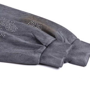 OEM ODM Sweat-shirts unisexes d'automne à perles confortables coupe-vent surdimensionnés Vêtements d'extérieur Embossés avec des strass solides Fermeture éclair - Product Image 4