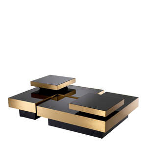Nio Set 4 <b>Nesting</b> Coffee Tea <b>Tables</b> Convertible Contemporary Living Room Furniture Durable Brass Sintered Stone Metal <b>Nesting</b> - Product Image 1