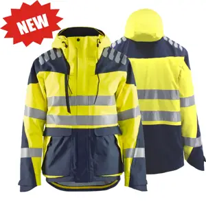 Jaket musim dingin keselamatan pria kustom pakaian kerja visibilitas tinggi mantel reflektif jaket neon Hi Vis