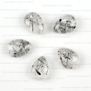 ลูกแพร์10X14มม. สีดำธรรมชาติพลอยเจียระไนแบบหลวมสำหรับทำเครื่องประดับ - Product Image 3