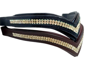 Bande de front en cuir de conception de courbe de diamant de brevet de couture de fantaisie de logo personnalisé pour des vêtements d'équitation équestre occidental de course - Product Image 3