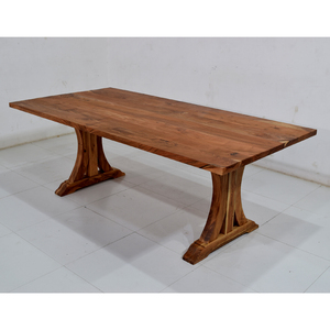 โต๊ะรับประทานอาหารไม้เนื้อแข็งที่สร้างจากไม้อะคาเซียคุณภาพระดับพรีเมี่ยมที่มีพื้นผิวเป็นเม็ดธรรมชาติและขาแท่นที่แข็งแรง - Product Image 1