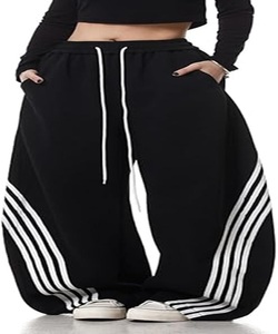 Pantalon pour femme, ample, coupe classique, poids lourd, séchage rapide, taille élastique, fermeture à cordon, couleur personnalisée - Product Image 1