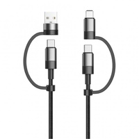 Câble USB Type-C 4-en-1 PD60W avec conducteur en cuivre pur, gaine en alliage d'aluminium, charge rapide 3A pour téléphone portable, ordinateur, imprimante, voiture