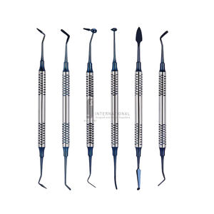 Ensemble de 6 instruments de remplissage dentaire manuels en composite, en acier inoxydable, réutilisables, avec poignée ergonomique, outils de nettoyage des dents - Product Image 4