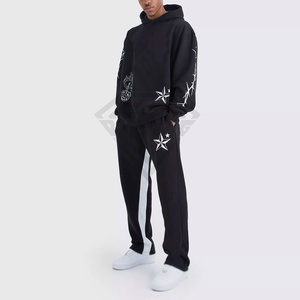 Chándales apilados con estampado Puff para hombre, el mejor diseño, chándales de estilo acampanado para hombre con logotipo personalizado - Product Image 1