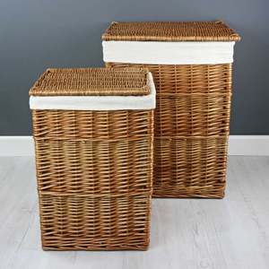 Hot Selling - Bamboo <b>Baskets</b> for Household Rectangular <b>Wicker</b> Laundry <b>Basket</b> Lined Storage <b>Basket</b> with Lid From Vietnam Factory - Product Image 5
