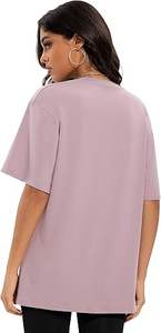 Camiseta personalizada de manga corta para mujer, para gimnasio, yoga, fitness, cuello redondo, transpirable, alta elasticidad, deportiva, de gran tamaño, al por mayor para mujer. - Product Image 2