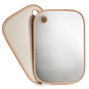 Tabla de Cortar de Acero Inoxidable de Primera Calidad con Borde de Silicona Suave, Perfecta para Uso Higiénico en la Cocina y Clases de Cocina - Product Image 1