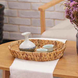 Plateaux de service en jonc de mer faits à la main poignées de plateau de jacinthe d'eau décoratives pour salle de bain et cuisine - Product Image 3
