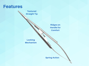 Castroviejo ที่ใส่เข็มตรงพร้อมล็อคสแตนเลสที่มีอยู่ในทุกขนาดและคุณภาพเครื่องมือผ่าตัด - Product Image 2