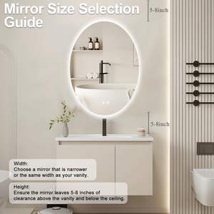 Miroir de salle de bain ovale intelligent avec rétroéclairage LED et fonction de désembuage - Product Image 6