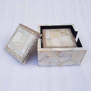 Royal Decorative Mother of Pearl Coaster Set MOP Coaster Gift Item Home Decoration Corporate Gift Unique Coaster Stone - Product Image 2
