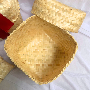 PANIERS EN BAMBOU Cube faits à la main Style rustique pour emballage cadeau Boîte tissée élégante pour faveurs de mariage et cadeaux d'événement - Product Image 2